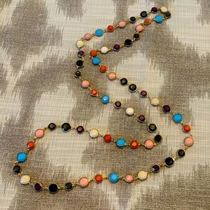 Long multi color beaded necklace